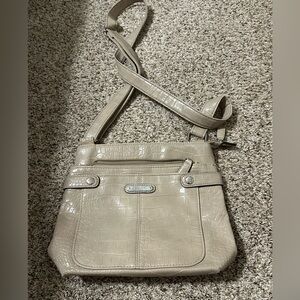 Rosetti Croc-Embossed Beige Crossbody Bag